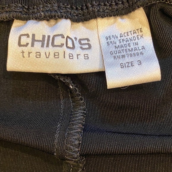 Chico’s 3 (XL 16) Travelers Pants Stretchy Black Cropped High Rise Side Slits - Picture 6 of 11